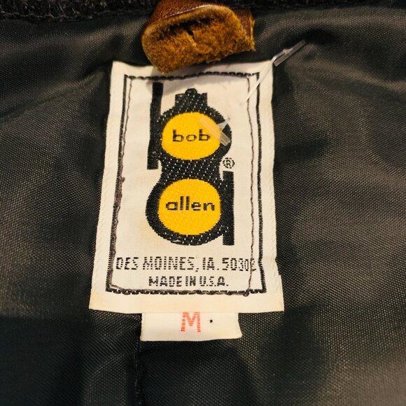 VTG Bob Allen Black Puffer Quilted w/Black Suede Shooting Jacket Mens Medium - Picture 7 of 16